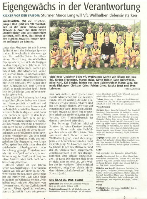 Presseartikel Die Rheinpfalz 08.08.2012